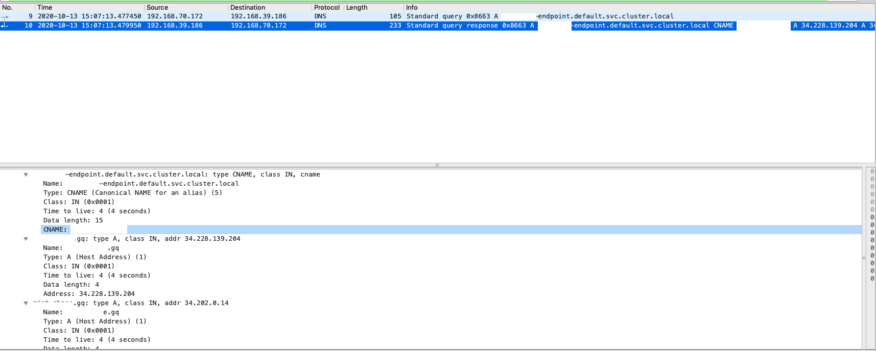 Normal DNS resolution packet