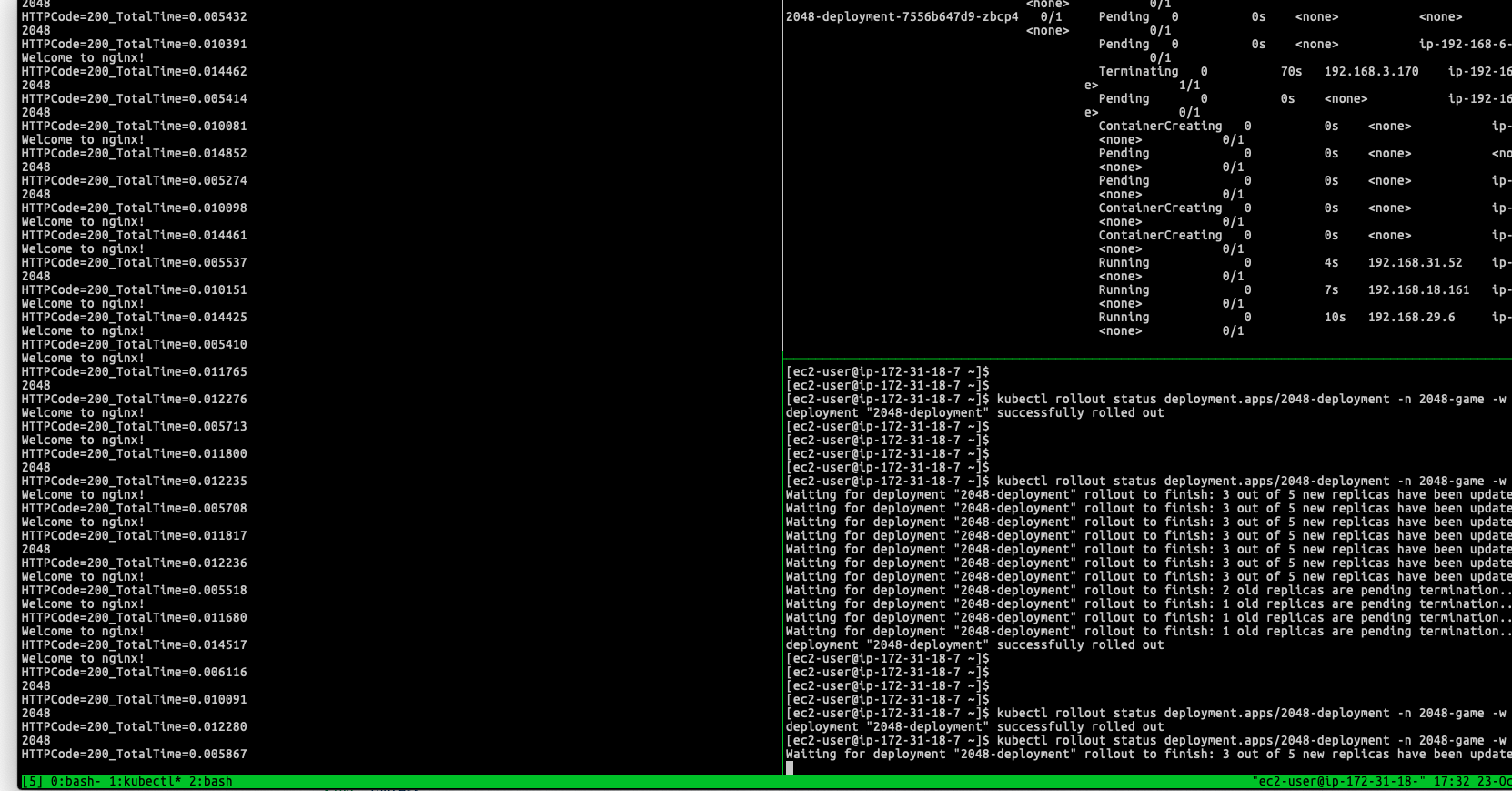 Zero downtime with AWS Load Balancer Controller - Can see the targets are gracefully replaced when the Kubernetes is doing rolling update