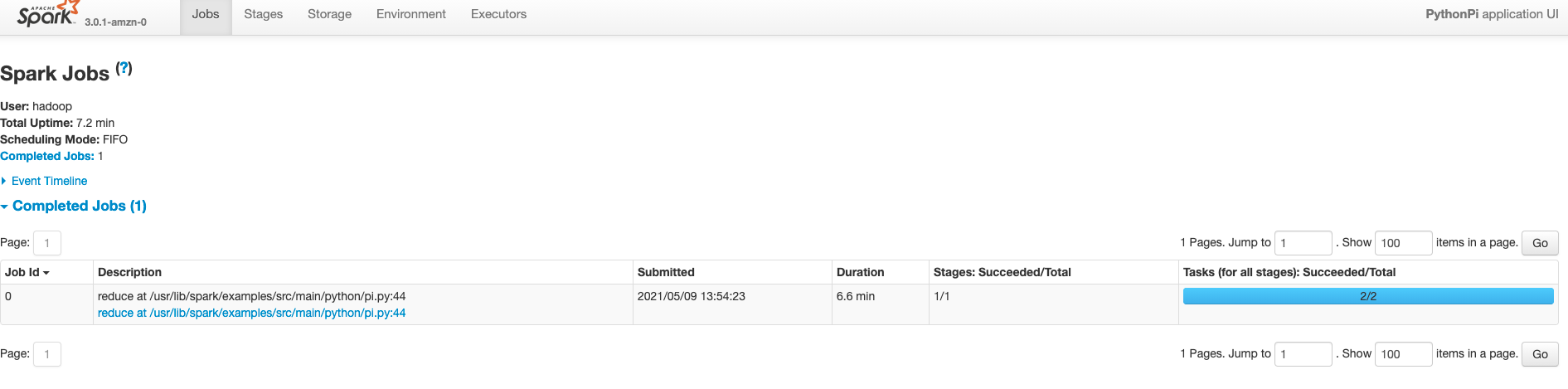 Spark 中顯示的 Job 狀態